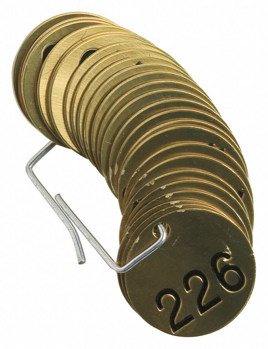 Numbered Tag Set Brass 1 1/2in W PK25