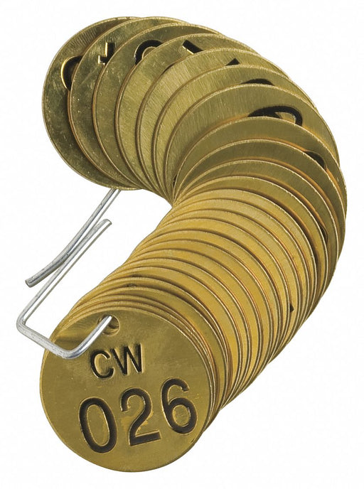 Numbered Tag Set Brass 1 1/2in W PK25