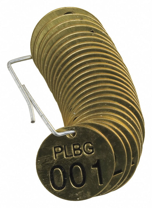 Numbered Tag Set Brass 1 1/2in W PK25