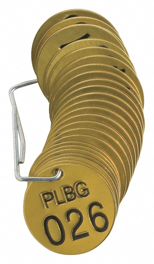 Numbered Tag Set Brass 1 1/2in W PK25