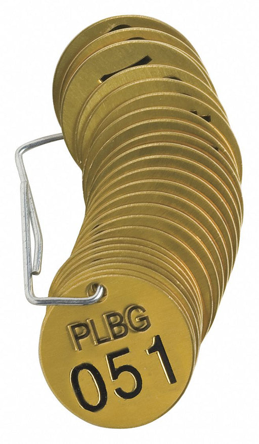 Numbered Tag Set Brass 1 1/2in W PK25