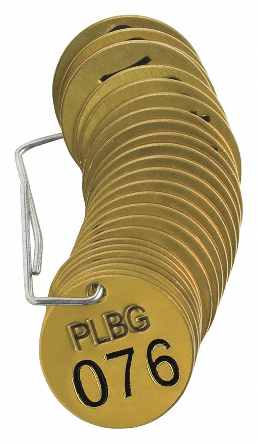 Numbered Tag Set Brass 1 1/2in W PK25