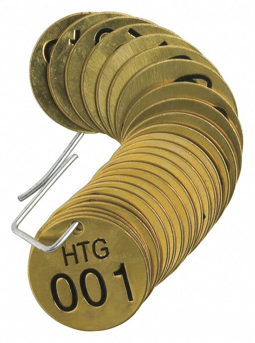 Numbered Tag Set Brass 1 1/2in W PK25