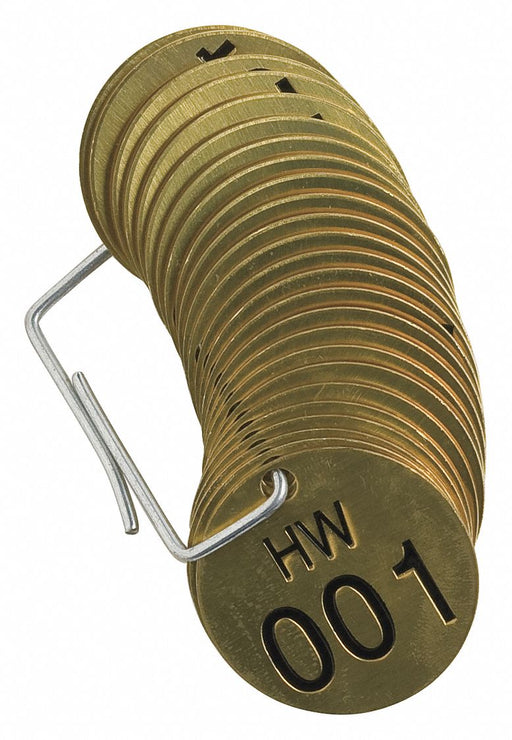 Numbered Tag Set Brass 1 1/2in W PK25