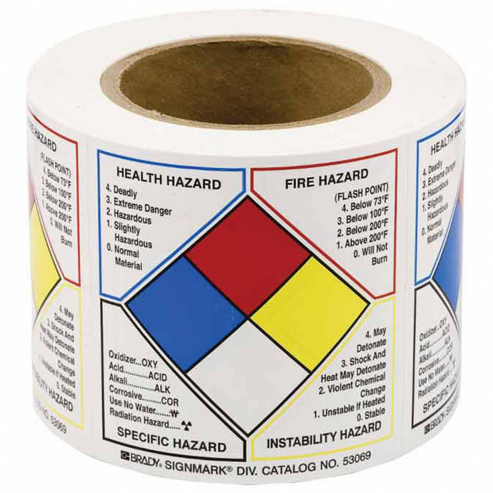 NFPA Label 4 in H 4 in W Paper PK500
