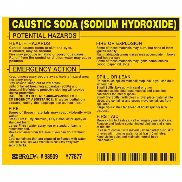 Chemical Label 3-3/4inHx4-1/2inW PK25