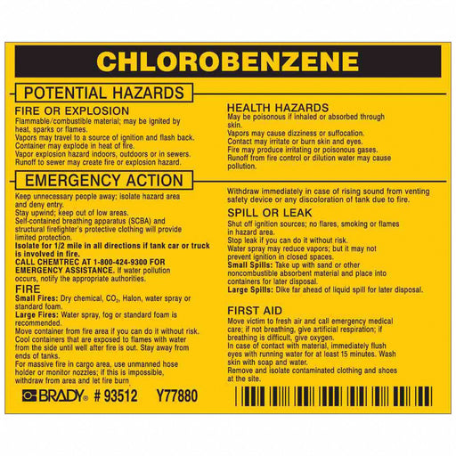 Chemical Label 3-3/4inHx4-1/2inW PK25