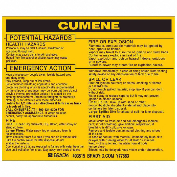 Chemical Label 3-3/4inHx4-1/2inW PK25