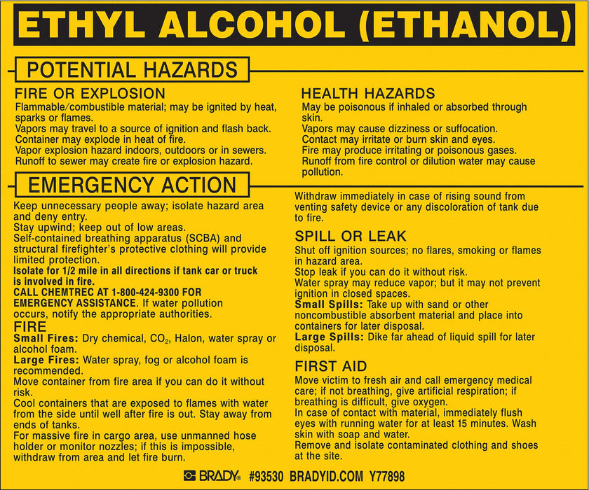 Chemical Label 3-3/4inHx4-1/2inW PK25
