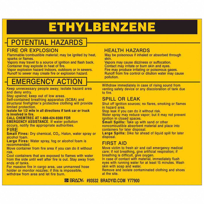 Chemical Label 3-3/4inHx4-1/2inW PK25