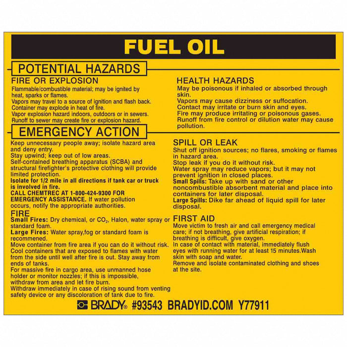 Chemical Label 3-3/4inHx4-1/2inW PK25
