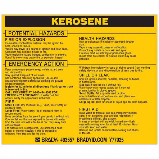 Chemical Label 3-3/4inHx4-1/2inW PK25