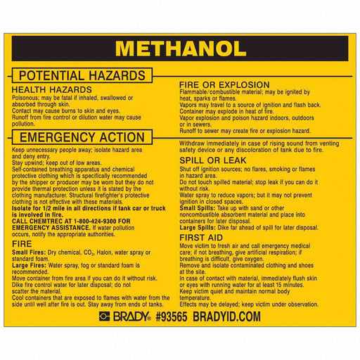 Chemical Label 3-3/4inHx4-1/2inW PK25