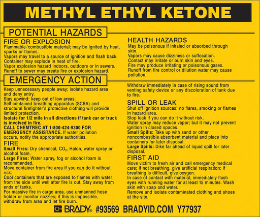 Chemical Label 3-3/4inHx4-1/2inW PK25