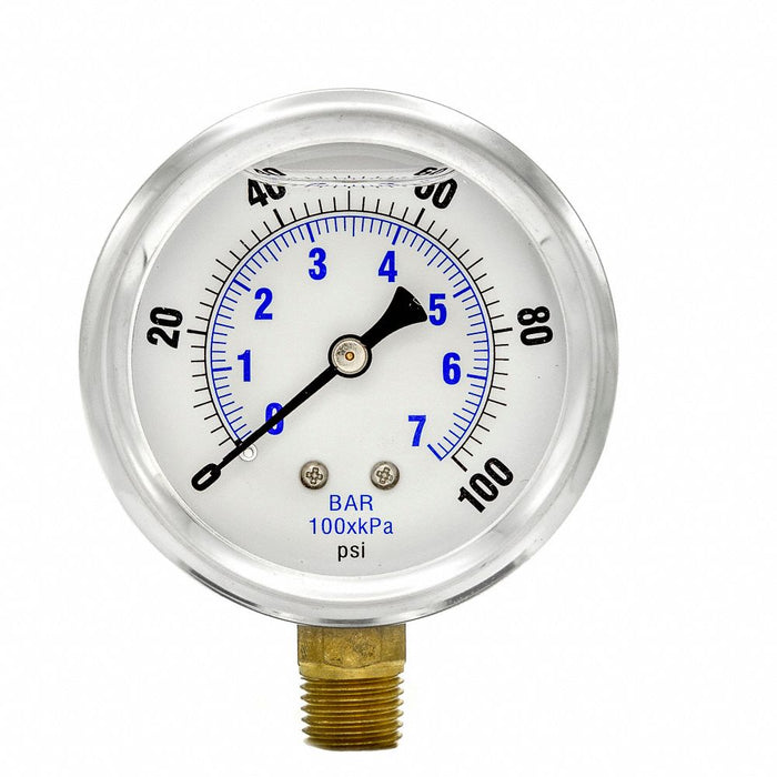 N0239 Pressure Gauge 1/4 in NPT 2-1/2 in