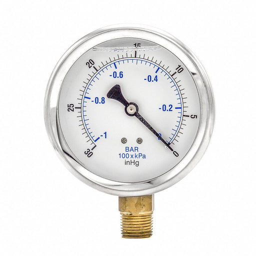 H8403 Vacuum Gauge Liquid 4In 30-0In Hg Vacuum