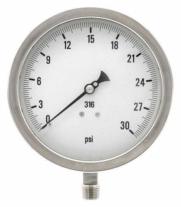 H8409 Pressure Gauge Heavy Duty 6 in 30 psi