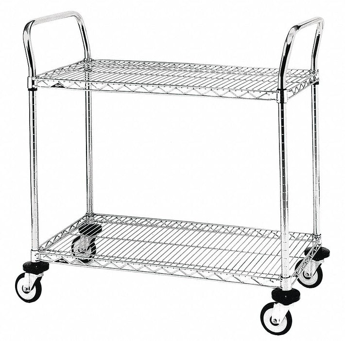 Utility Cart Chrome 26x18x38 2 Shelf