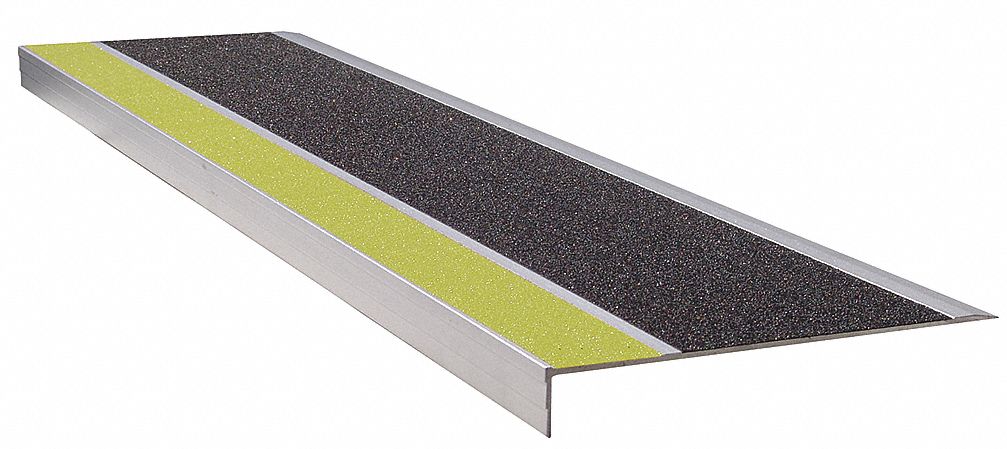 Stair Tread Ylw/Blk 48in W Extruded Alum