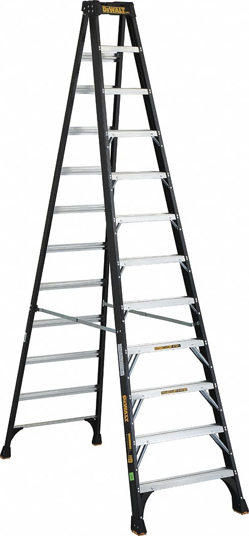 Stepladder Fiberglass 12 ft H 300 lb Cap