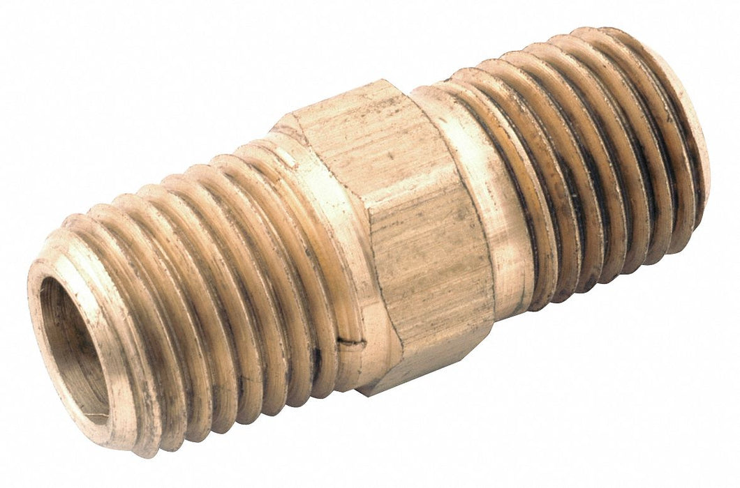 Hex Nipple Brass 1/4 in Pipe Size MNPT