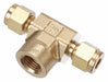 Tee Brass Comp1/4 Comp1/4 FNPT1/4 