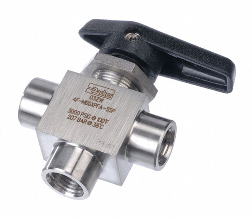 Manual 3-Way Ball Valve 1/4 316 SS