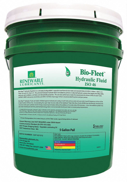 Biodegradable Hydraulic Oil 5 Gal ISO 46