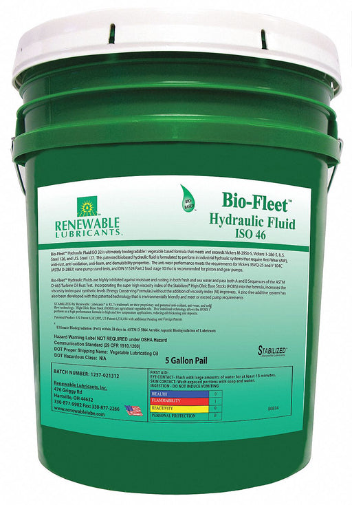 Biodegradable Hydraulic Oil 5 Gal ISO 46