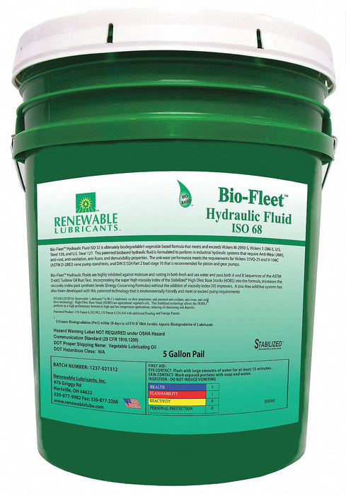 Biodegradable Hydraulic Oil 5 Gal ISO 68