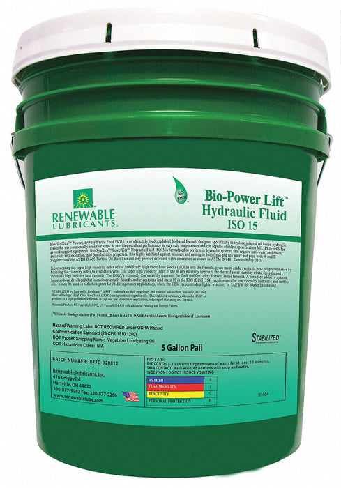 Biodegradable Lift Hydraulic Fluid 5 gal