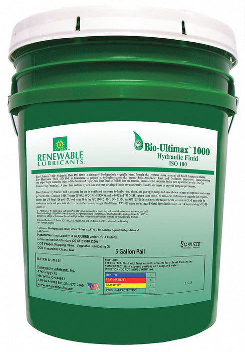 Biodegradable Hydraulic Oil 5 Gal