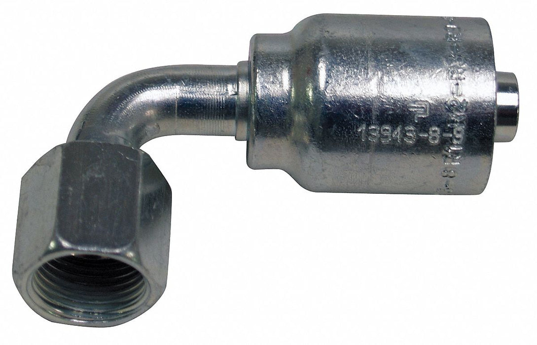 Crimp Fitting 90 Deg 1/4 I.D. F JIC