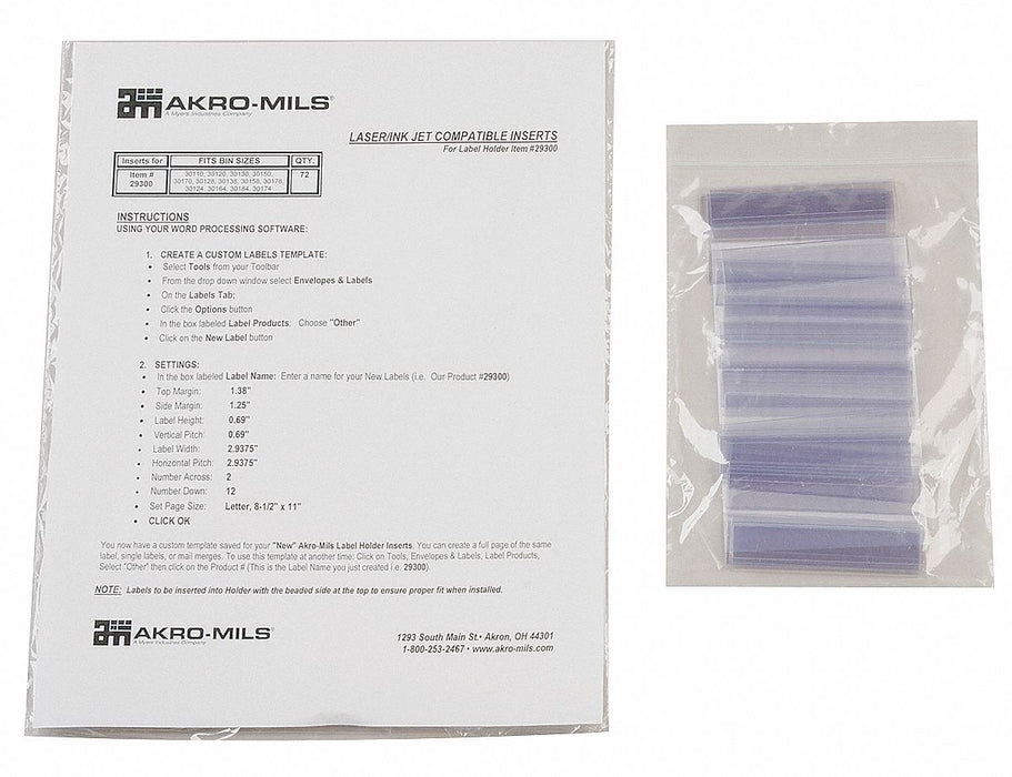 LabelHolder 3inL 0.875inW Clear PK25