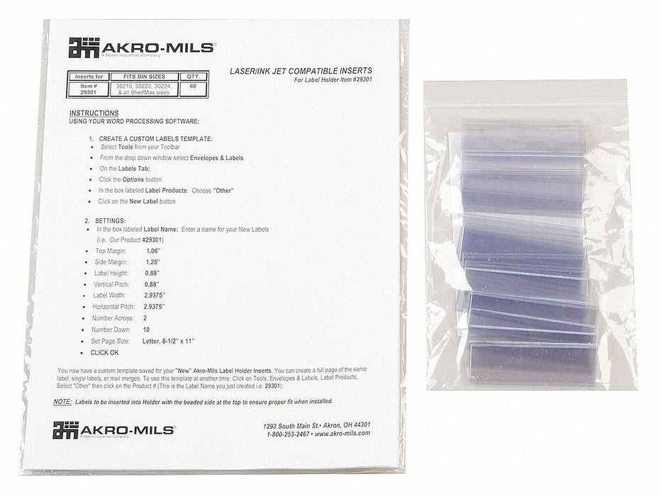 Label Holder Clear Pocket PK25