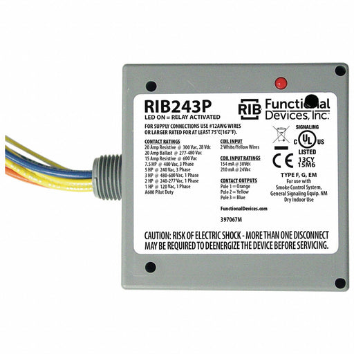 Pre-Wired Relay 24VAC/DC 3PST-NO 20A