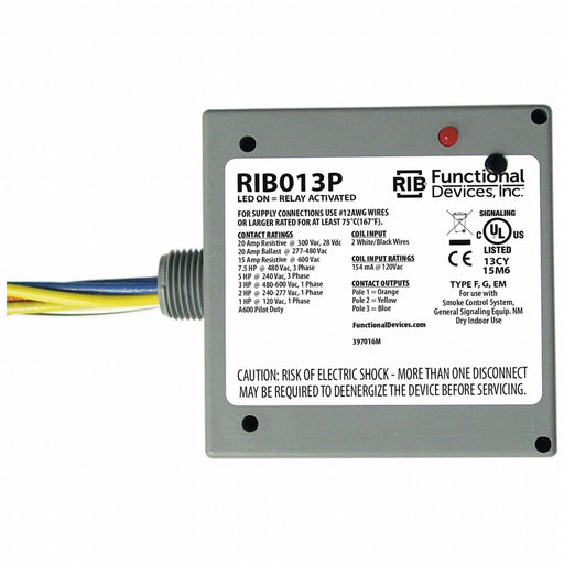 Pre-Wired Relay 120VAC 3PST-NO 20A