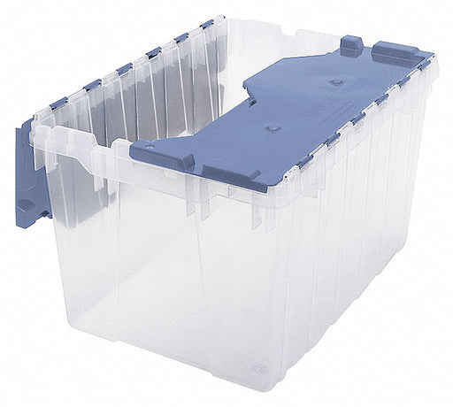 AttachedLidTote 21.5inL 15.25inW Clear