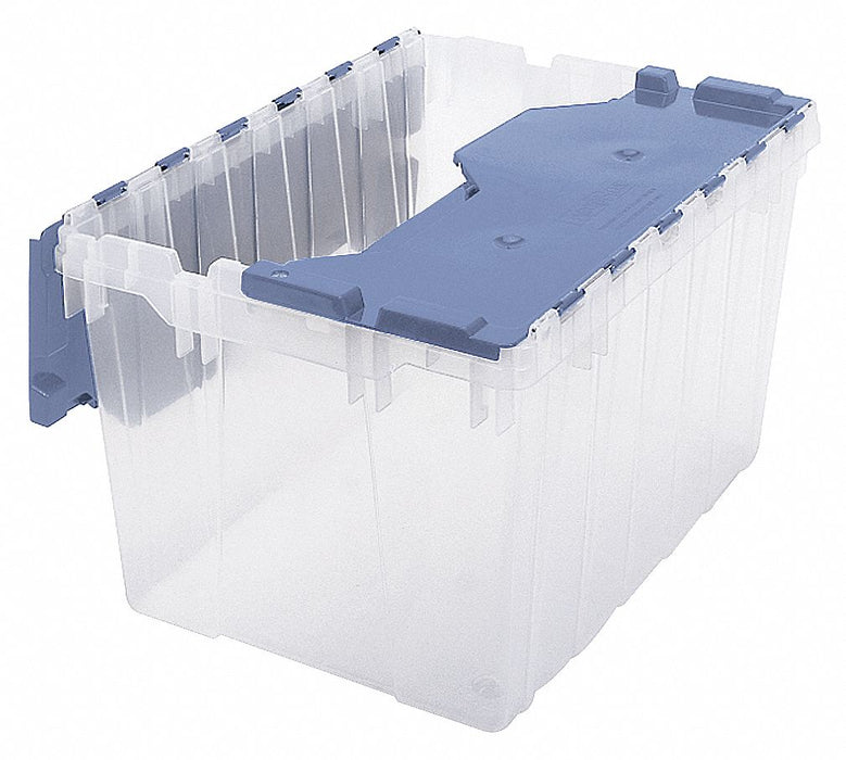 AttachedLidTote 21.5inL 15.25inW Clear