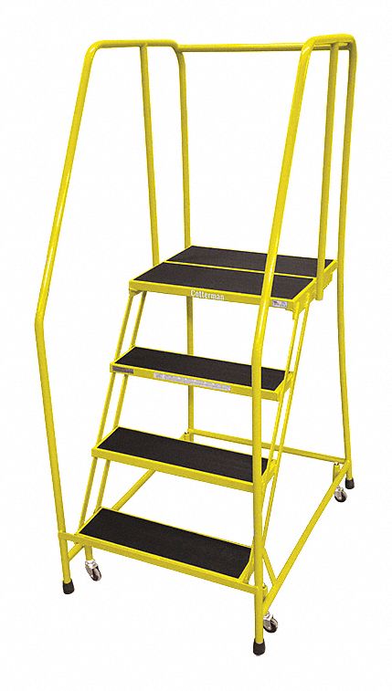 Rolling Ladder Steel 70In. H. Yellow