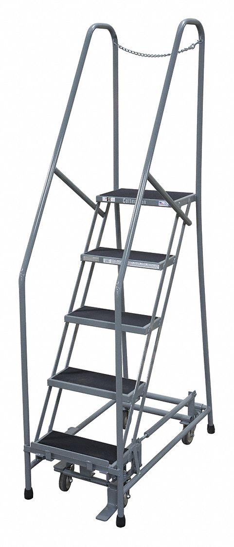 Rolling Ladder Steel 80In. H. Gray