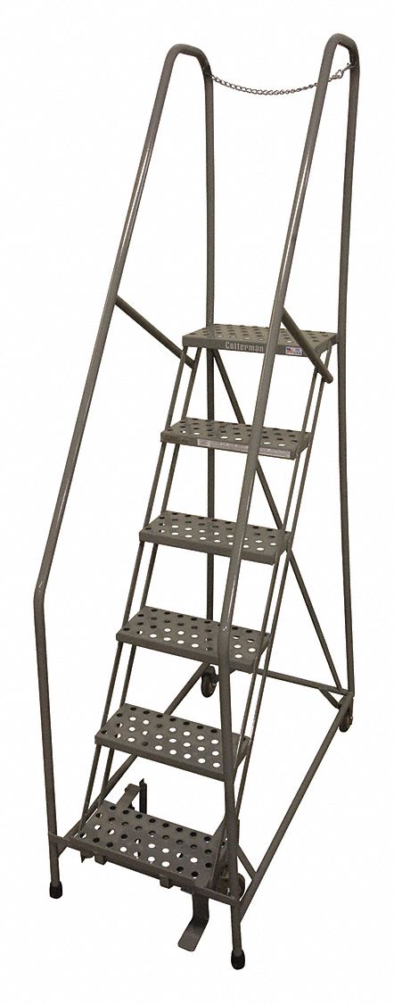 Rolling Ladder Steel 90In. H. Gray