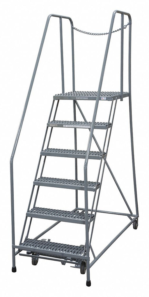 Rolling Ladder Steel 90In. H. Gray