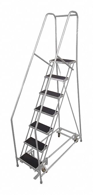 Rolling Ladder Steel 100In. H. Gray