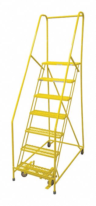 Rolling Ladder Steel 100In. H. Yellow