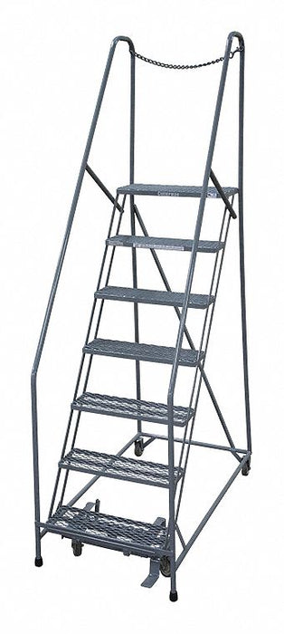 Rolling Ladder Steel 90In. H. Gray