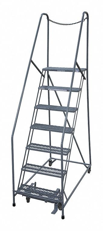 Rolling Ladder Steel 90In. H. Gray