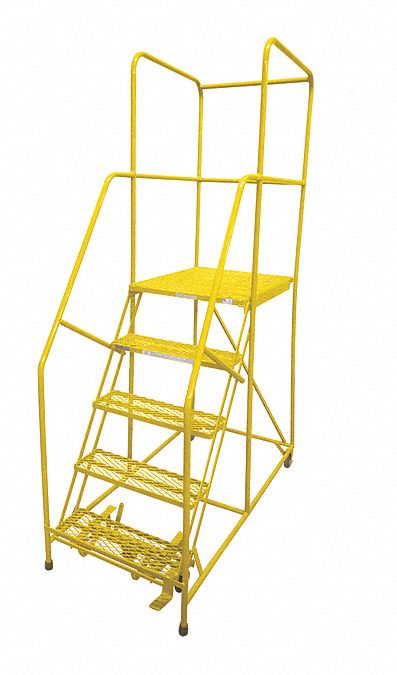 Rolling Ladder Steel 80In. H. Yellow