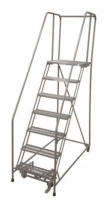 Rolling Ladder Steel 100In. H. Gray