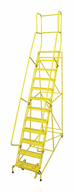 Rolling Ladder Steel 162In. H. Yellow